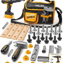 NEW Toddler Tool Set with Electric Toy Drill, Tool Bag, Pretend Play Construction