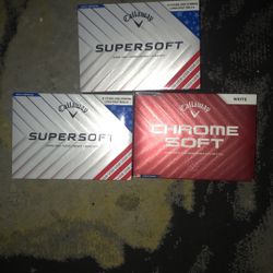 Brand New Callaway Chrome Soft And Callaway Supersoft Stars And Stripes Logo Golf Balls
