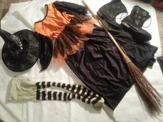 GIRLS Witch Costume sz Medium with all shown
