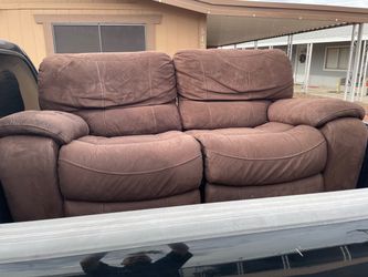 Loveseat, recliner, and barstools