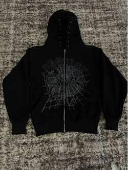 Sp5der OG Web Studded Zip Hoodie