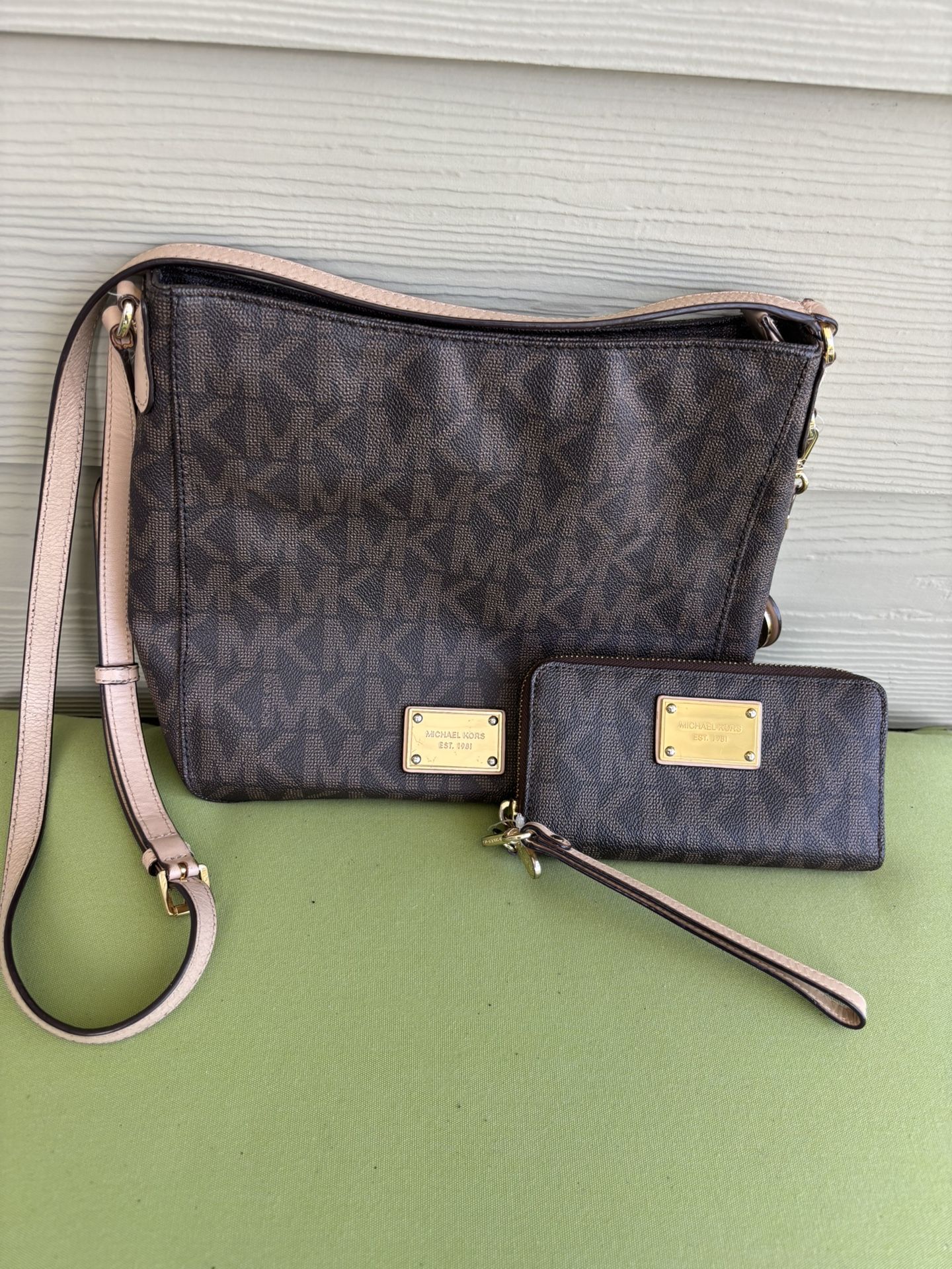 Vintage MK Crossbody 10”x10” and Wallet 7”x 3 1/2”
