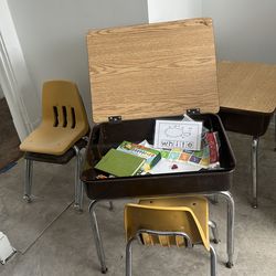 Kindergarten desk and chairs, total of three pairs 25$a pair