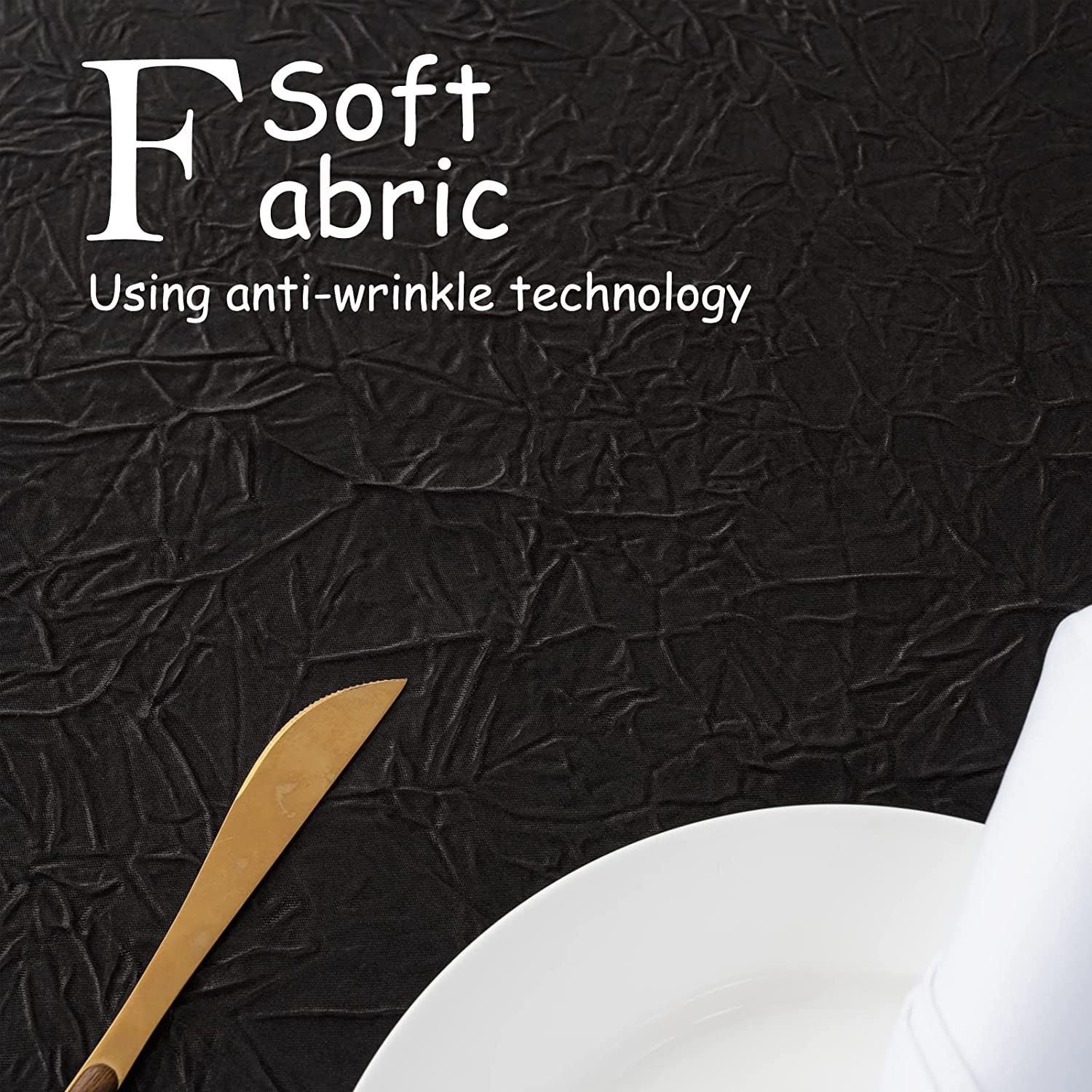 LAIERSEN White Wrinkled Textured Rectangle Tablecloth Modern Design Tablecloths Spill Proof Washable 60 x 84 Inches Table Cloth Soft Polyester Oblong