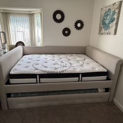 Upholstered Daybed With Mattresses And Trundle (Full And Twin)