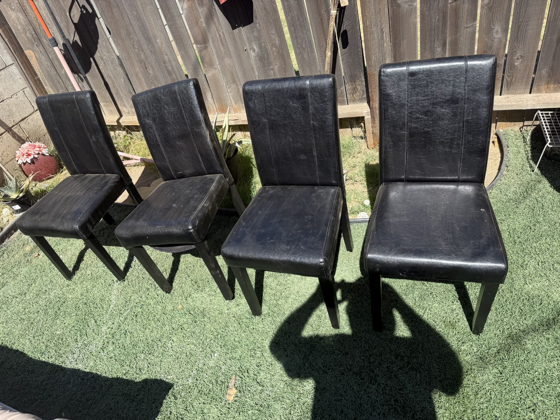 Set of 4 Black Leather Dining Chairs