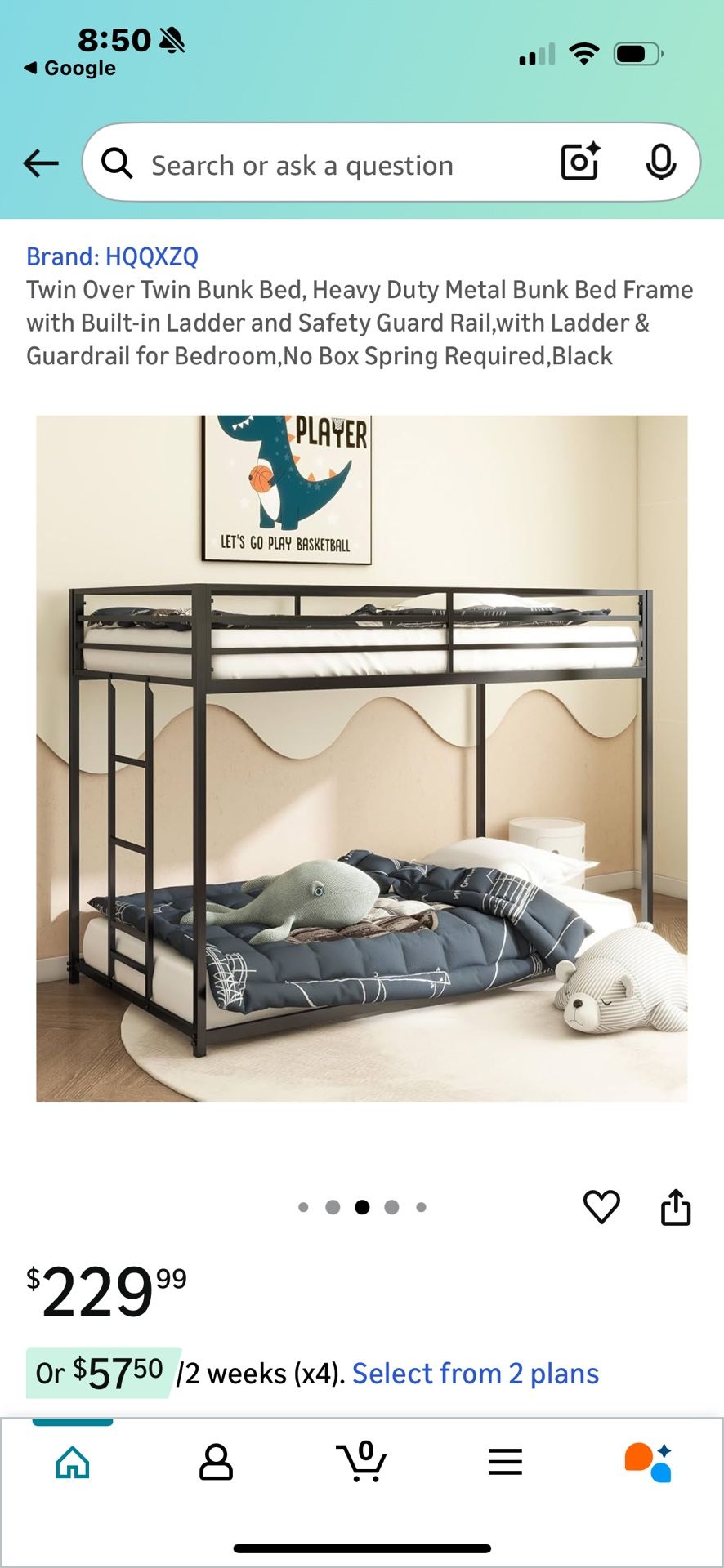 Twin over twin bunk bed