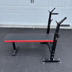 Adjustable Folding Fitness Barbell Rack & Weight Bench 