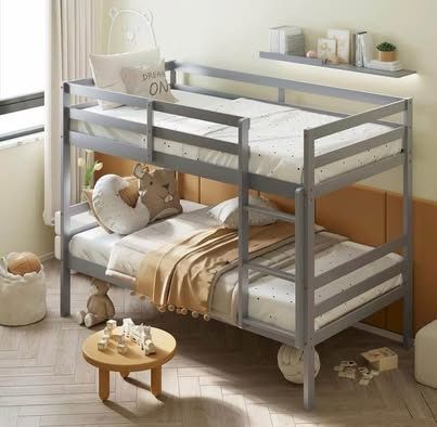 New in Box New in Box Bunk Bed Twin Over Twin, Solid Wood Bunk Bed with Sturdy Ladder & 12 Inch Safe
