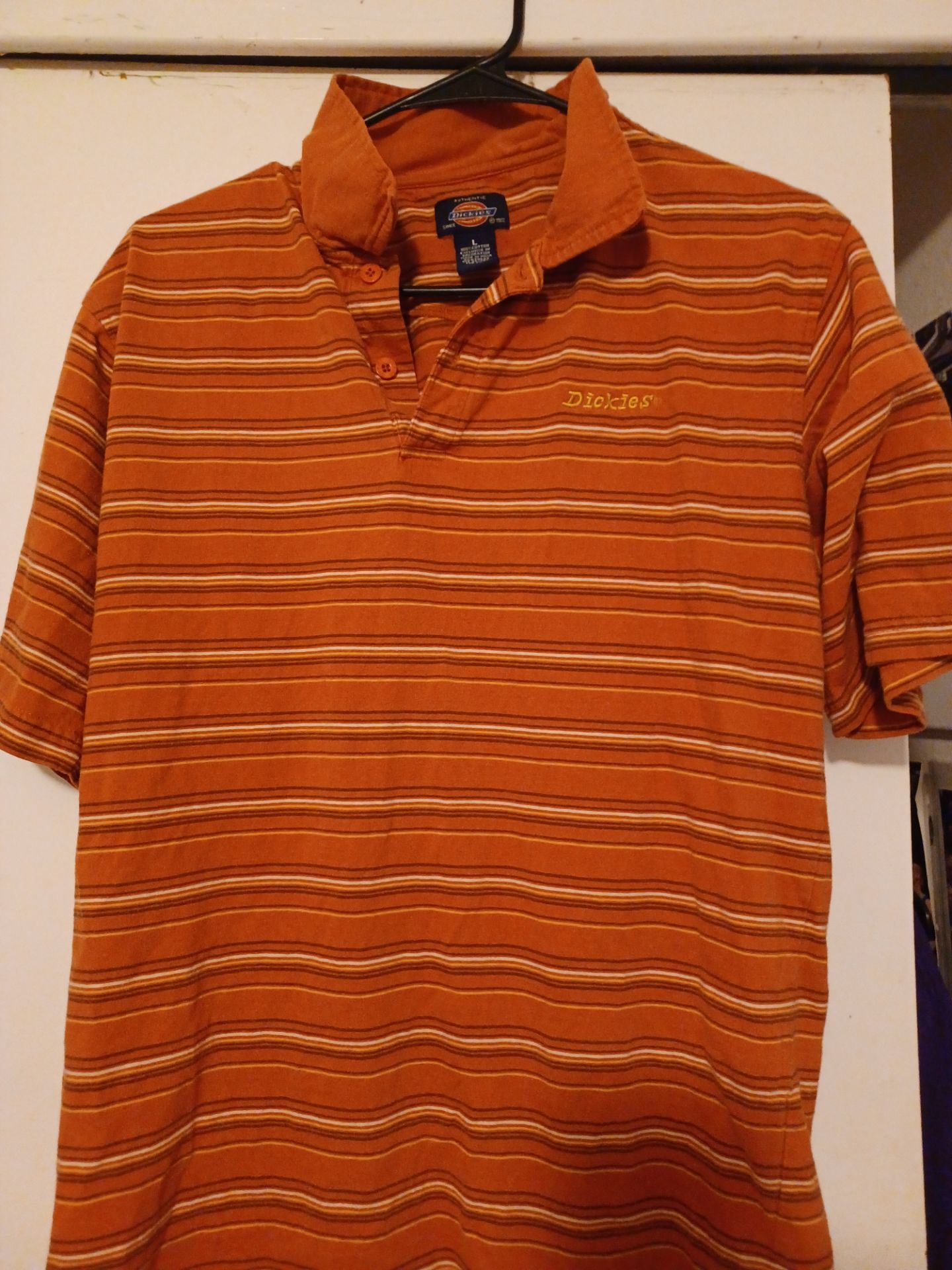Dickies Orange Striped Polo Men's Large