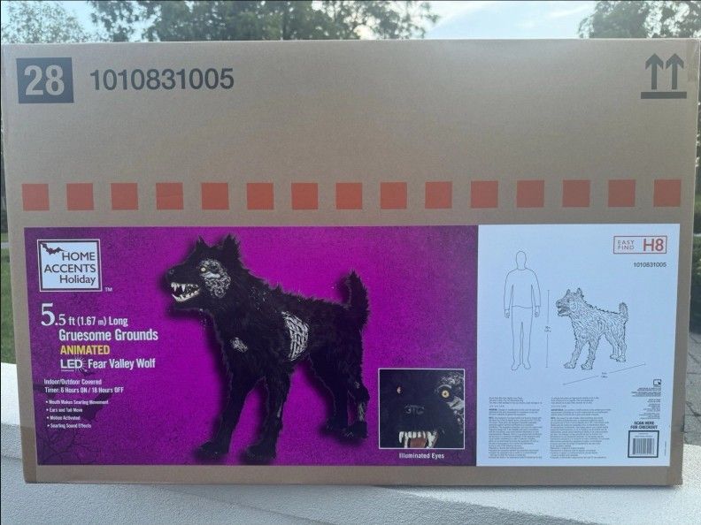 5.5 ft. Gruesome Grounds Animated LED Fear Valley Wolf