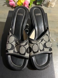 Black coach wedge shoe