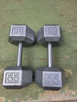 Pair of 55 lbs Iron dumbells