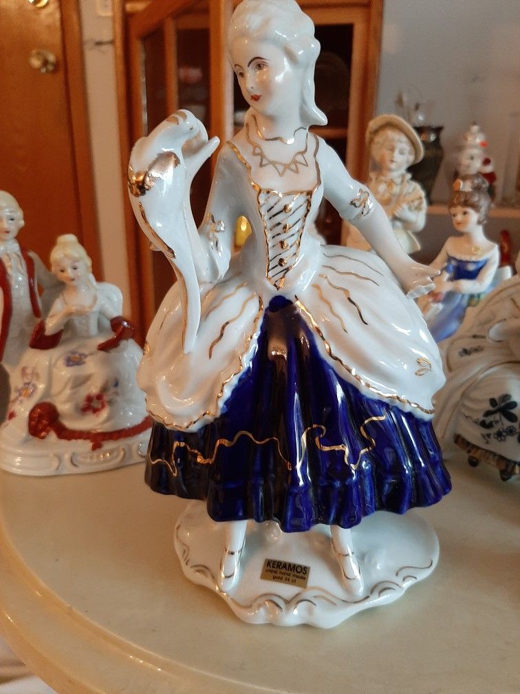 Beautiful Glazed Lady Bird Johnson  China Figurine.