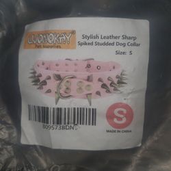 New Pink Spiked Dog Collar 