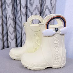 Crocs Toddler Rain Boots Size C9 – Buttercream Rainbow – Excellent