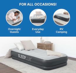 NEW SleepLux Twin Air Mattress w/ Built-in Pump + USB – $30