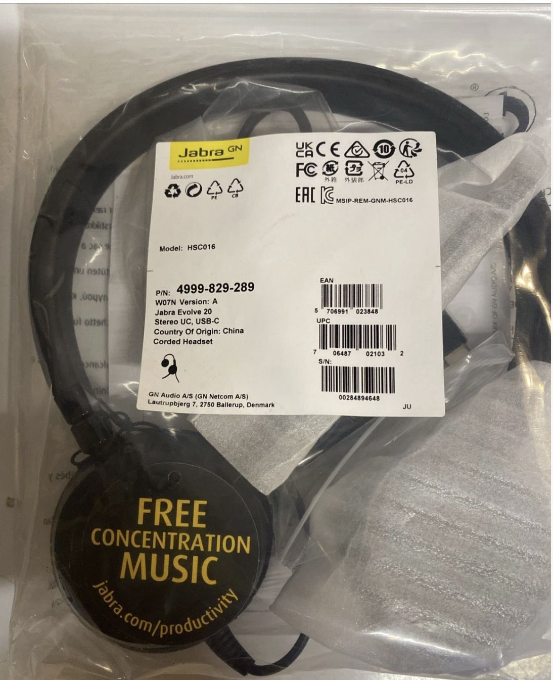 Jabra Evolve 20 SE Corded Headset