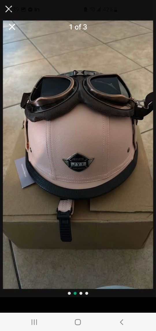 Pink Helmet With Google New Size M