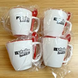 Original Authentic Nutella Ice Cream Mug w/ Spoon Set Of 4 Brand New Cups