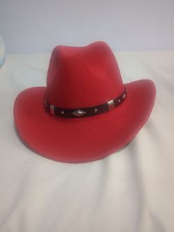 Red Cowboy Hat with Silver Studded Band
