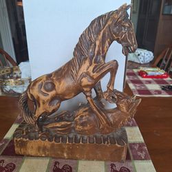 PRIMITIVE HAND-CARVED HORSES SCULPTURE