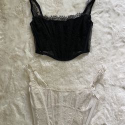 Victoria’s Secret Black and White Lace Corsets