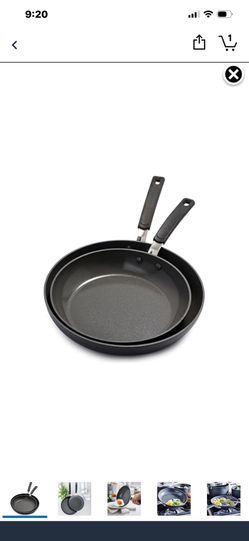 GreenPan Levels Stackable Hard Anodized Healthy Ceramic Nonstick, 10" and 12" Frying Pan Skillet Set, PFAS-Free, Dishwasher Safe, Black