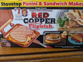 Red Copper Flipwich Stovetop Panini & Sandwich Maker - NIB