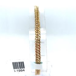 18Kt Yellow Gold 7.5” Weave Cuban Bracelet 4.10g 4.1mm I-1994