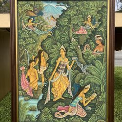 VINTAGE SUASA PAINTING UBUD BALI FOLK ART