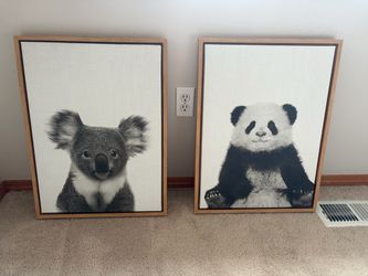 Koala and Panda Framed Canvas Wall Art Set