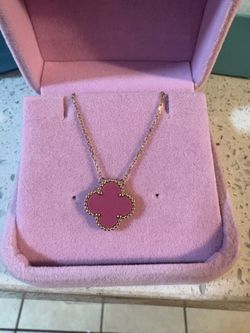 10k raspberry pink porcelain necklace