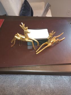 16 Golden Reindeer Christmas Ornaments NEW