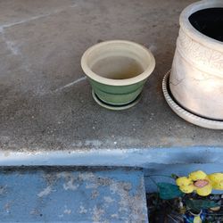 Light Green Flower Pot  /small Glass Table