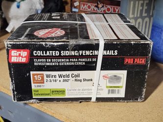 Grip-Rite 2-3/16 in. x 0.092 in. 15° Exterior Galvanized Wire Collated Ring Shank Nails 3000 Per Box