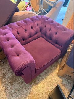 Oversized statement chair purple royal purple microfiber clean beautiful deep seat