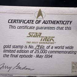 Star Trek TNG Gold Stamp Set: 1994 Limited Edition with CO