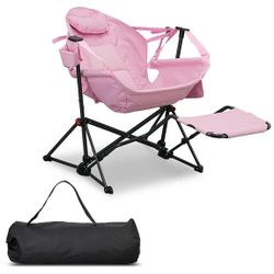 Foldable Portable Rocking Camping Chairs with Footrest, Cup Holder