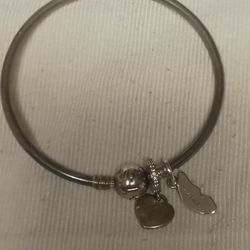 Pandora Bangle Bracelet And 2 Charms 