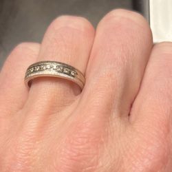 10k White Golf Wedding Band With 1/4 CTtw 