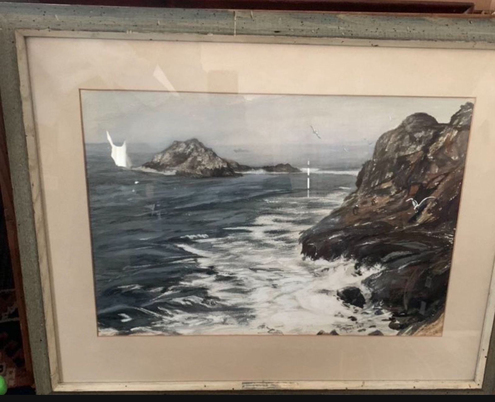  Fine Vintage Maine Sea coast Watercolor