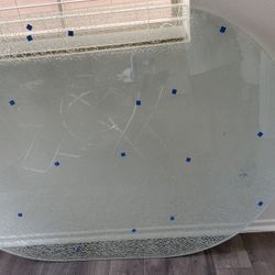 Oval Shaped Shattered Glass Table Top 60x42” 3/4” Thickness 