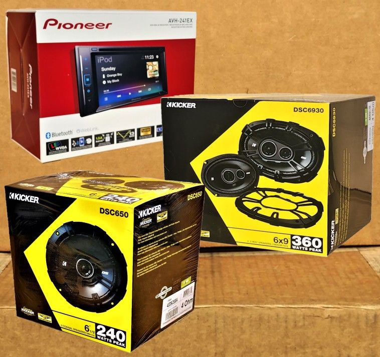 Pioneer Double Din Touchscreen Stereo Bluetooth USB Aux DVD CD Am/Fm Kicker 6 1/2" 2-Way & 6x9" 3-Way Speakers 600 Watts Package 🚨 No Credit Needed 