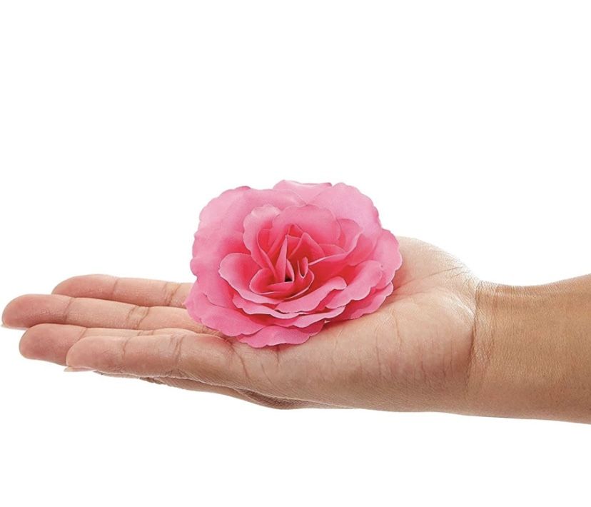 50 Pack | Pink Rose 3 Inch Silk Flower Heads Wedding Bouquet Centerpiece Decor - New