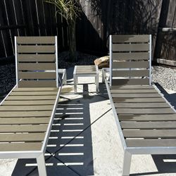 Aluminum Outdoor Patio Chaise Lounge Chairs And Side Tables