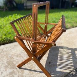 Vintage Mid Century Folding Wooden Magazine Rack