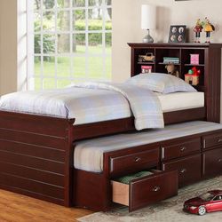 🎁 Twin Bed with Trundle (No Including Mattresses), New In The Box. 