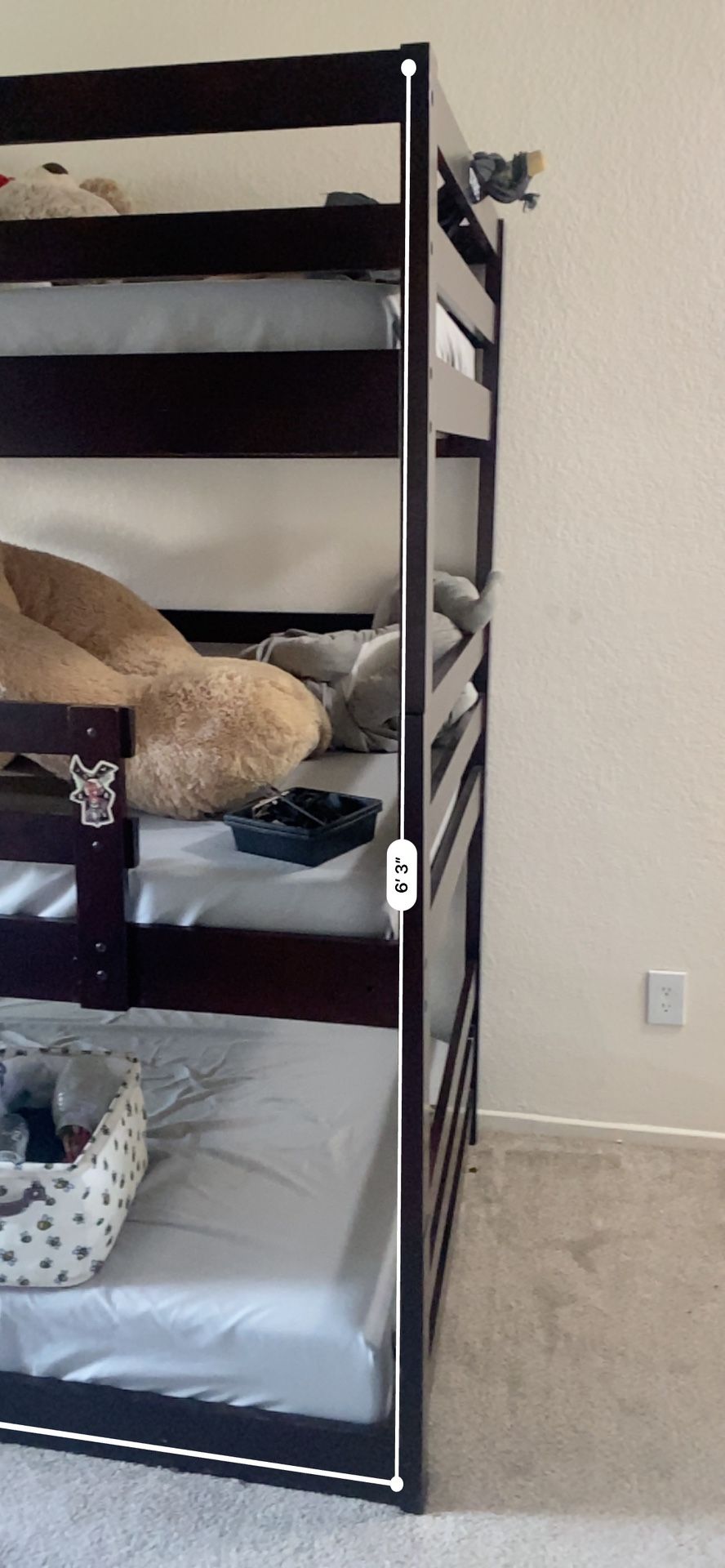 3 Tier Bunk Bed with Ladder And mattresses Your Choice. Used But In Good Shape