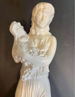 ⭕️ Large Vintage Porcelain Statue Girl With Grape 26”
